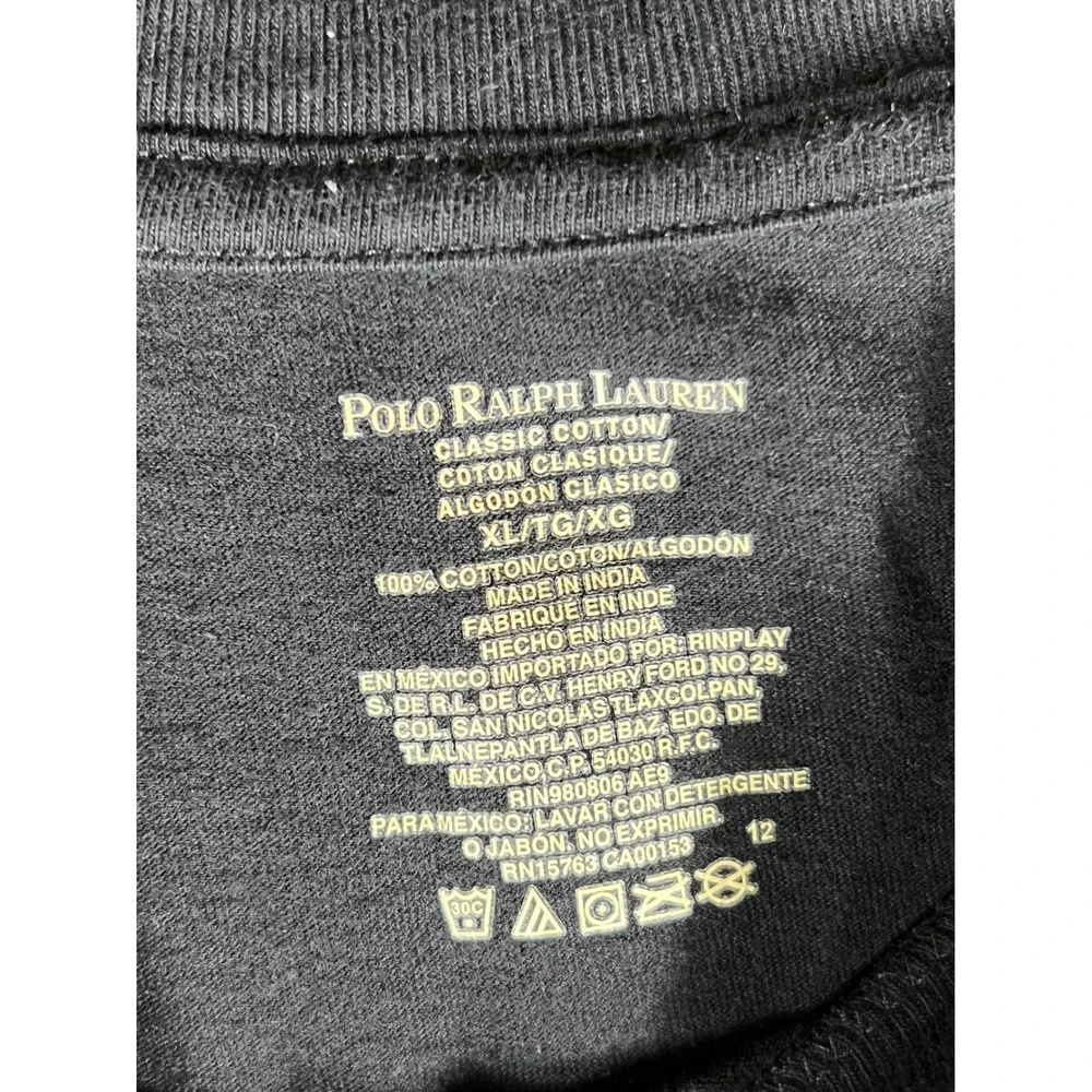 Polo Ralph‎ Lauren Mens XL Black Classic Cotton Crewneck T-Shirt Red Pony Logo